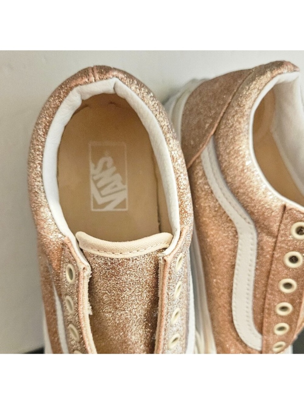 Vans Old Skool Glitter Rose Gold Sneakers, Youth Size 3 - Picture 4 of 4